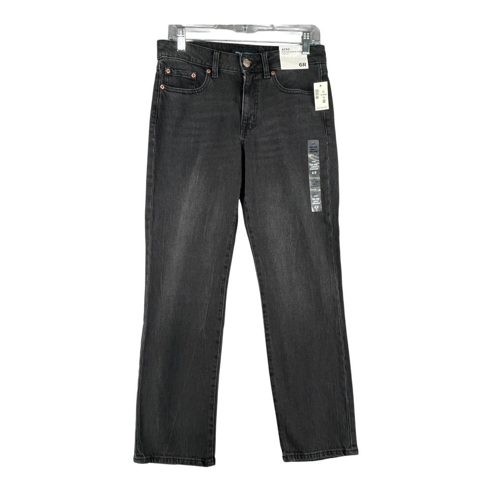 Aeropostale Mid‎ Rise Ankle Straight Stretch Womens Size 6R Jeans Gray Wash